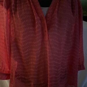 Ann Taylor Pink Sheer Blouse size-L